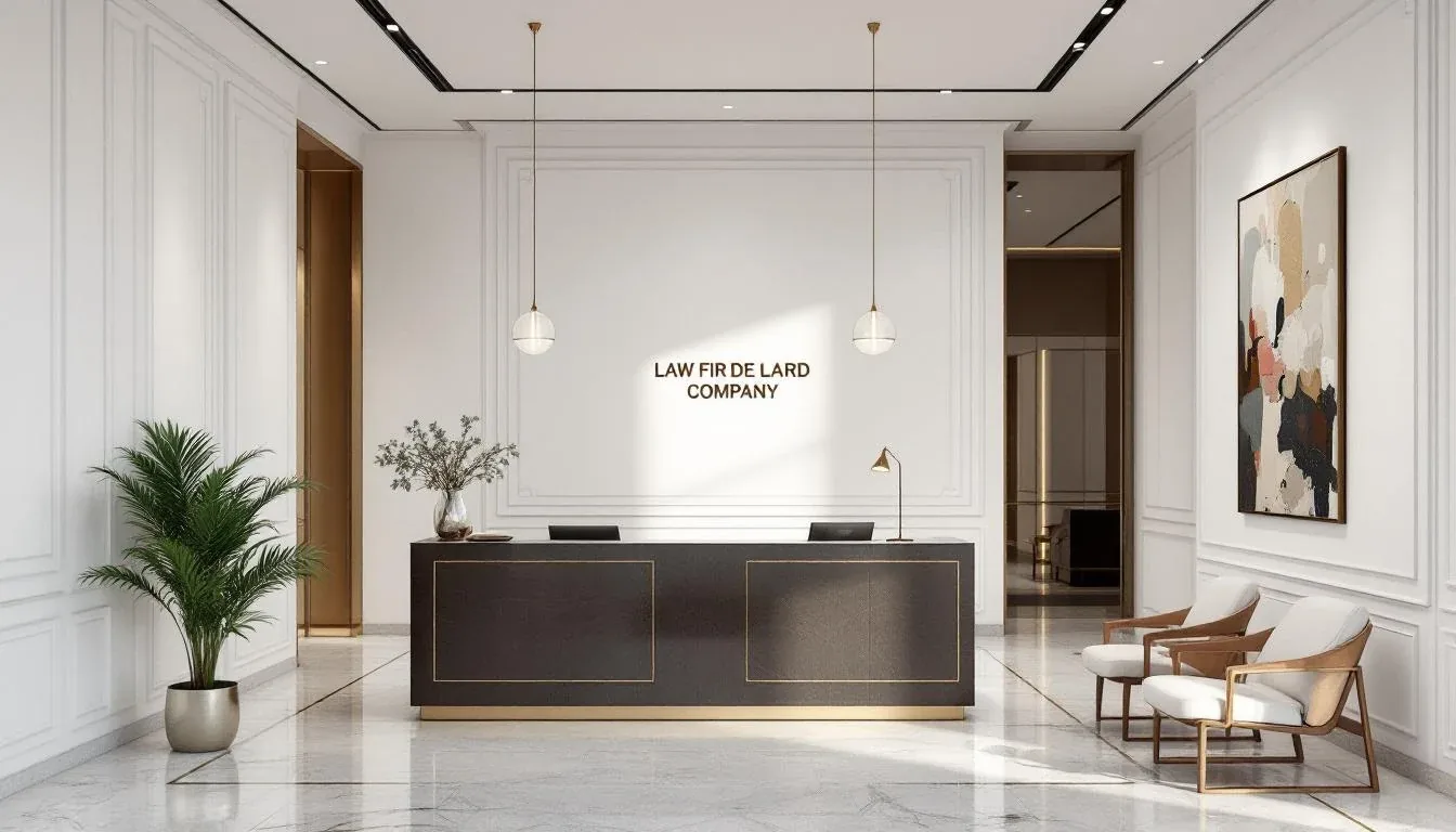 Modern Portuguese law firm reception area in Lisbon, where immigration cases are reviewed